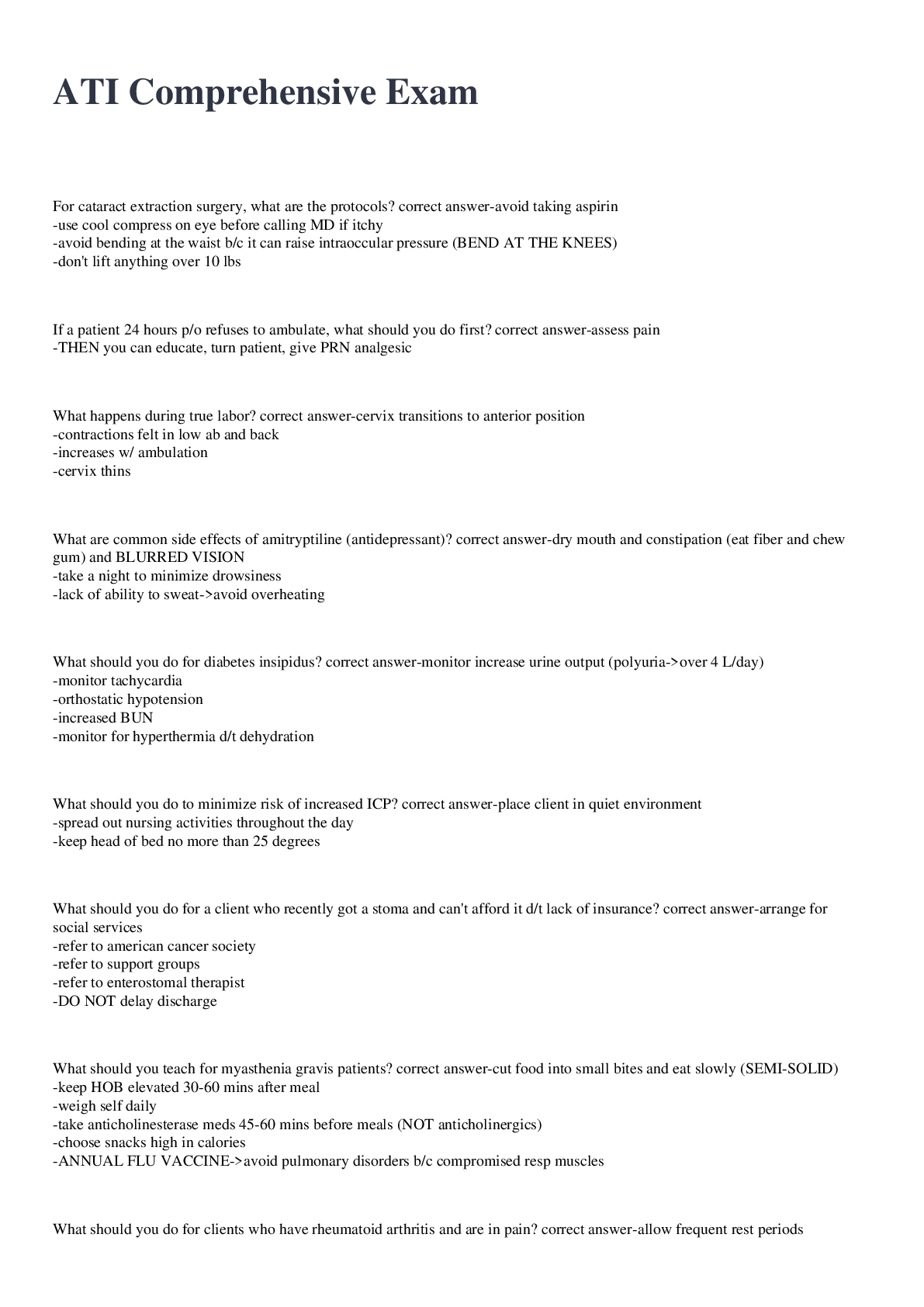 Preview image for ATI Comprehensive Exam 2022/2023 with 100% correct answers